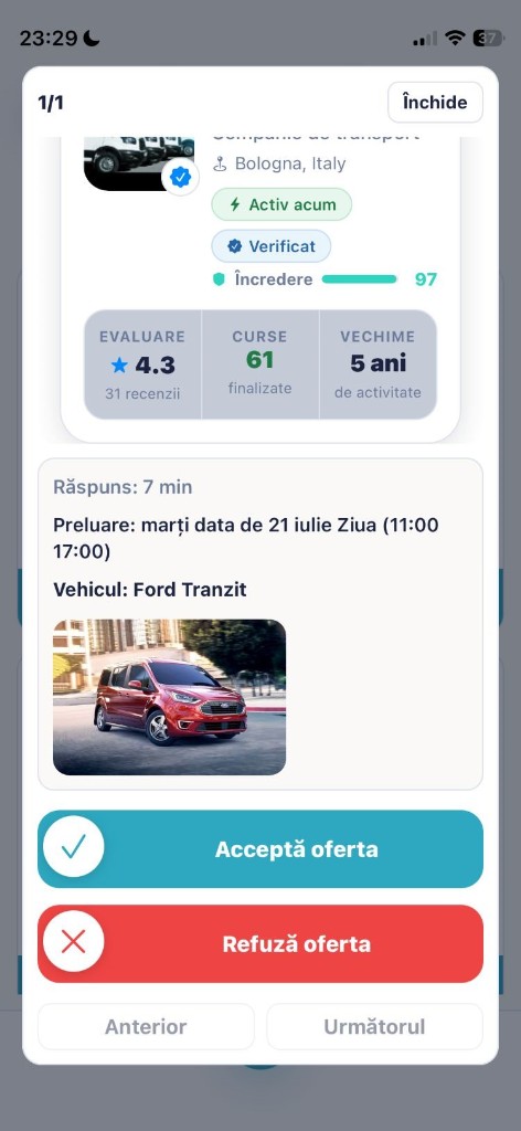 Acceptă sau refuză oferta