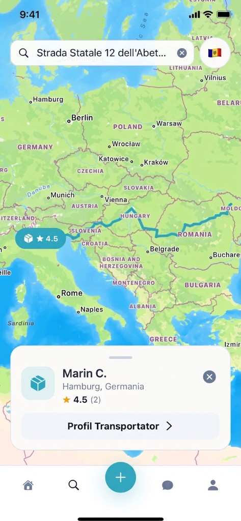 Rută pe hartă — profil transportator